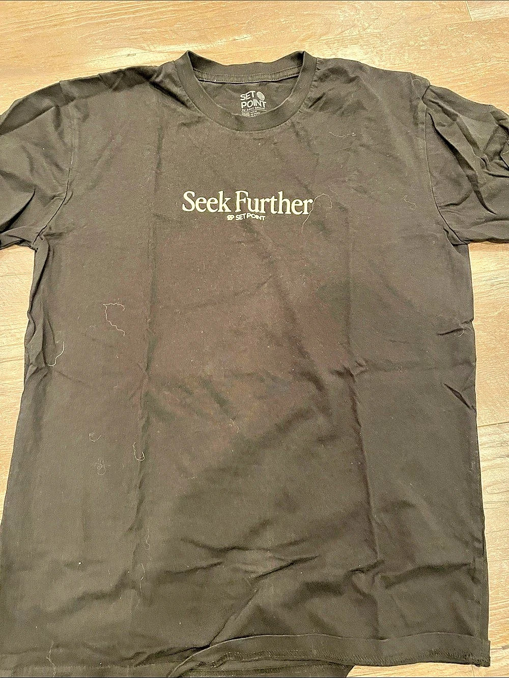 GBRS GROUP Set Point Seek Further Men's Black Graphic Tee Size Medium